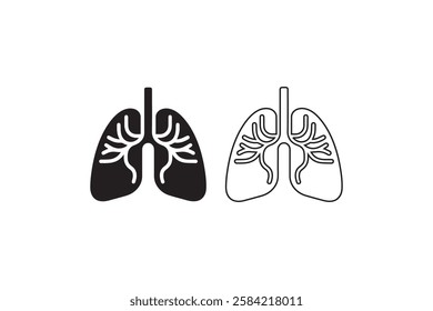 Lungs icon vector silhouette isolated in white background