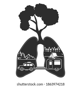 Lungs Icon, Vector, Silhouette Nature design