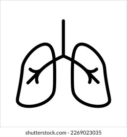 Lungs icon. Vector thin pictogram of human internal organ, vector illustration on white background