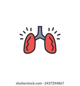 Icono de pulmones. vector.Trazo editable.signo de estilo lineal para el uso de diseño web,logo.Ilustración de símbolo.