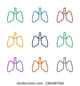 lungs icon white background. Editable outline lungs icon from fitness. Trendy lungs icon for web and mobile.