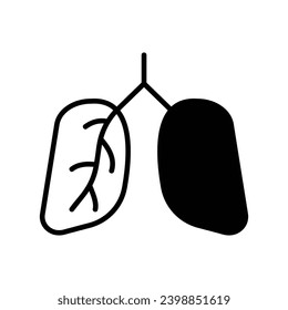 lungs icon with white background vector stock illustration
