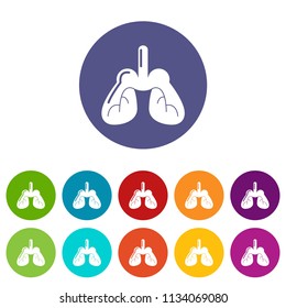 Lungs icons color set vector for any web design on white background