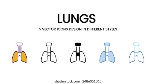 Lungs Icons different style vector stock illustration