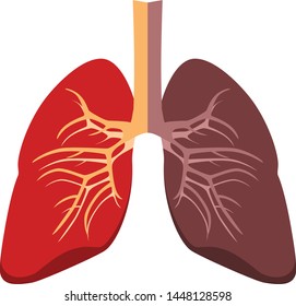 Lungs illustration in a very professional and creative design, the design shows  one sided normal lung and the other side with the smokers lung in dark color.