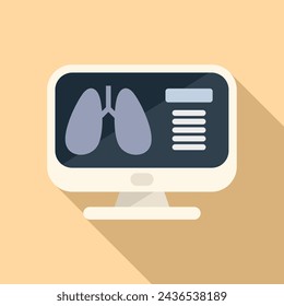 Lungs image examination icon flat vector. Scan room. Person health care