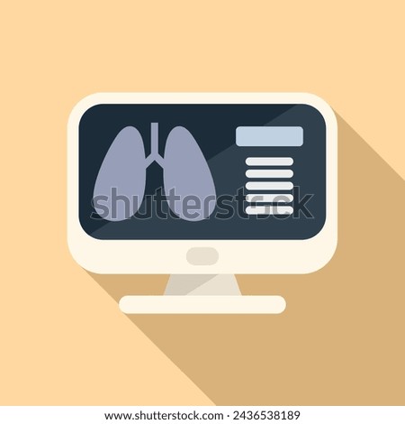 Lungs image examination icon flat vector. Scan room. Person health care