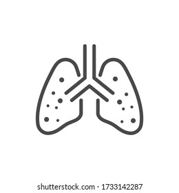 Lungs Infected Bacteria Coronavirus Linear Line Icon Editable