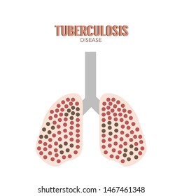 Lungs of infected person. Mycobacterium And  tuberculosis close-up. Tuberculosis bacteria danger.