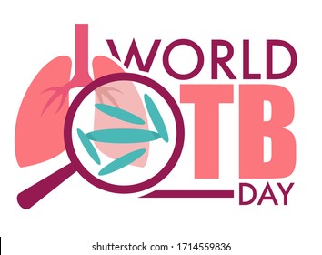 Lungs of infected person, mycobacterium tuberculosis isolated icon vector. World respiratory disease day, infection in human organ, medicine and treatment. Symptoms and awareness, pulmonary illness