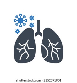 Lungs Infection related vector glyph icon. Lungs with infection inside. Lungs Infection sign. Isolated on white background. Editable vector illustration