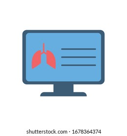 Lungs inside computer flat style icon design of Health online medical care emergency aid exam clinic and patient theme Vector illustration