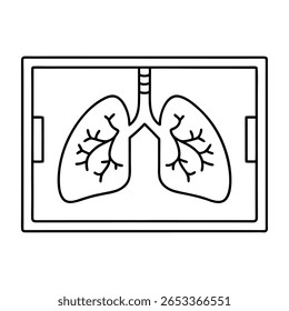 pulmões dentro quadrado escanear quadro ícone no fundo branco 