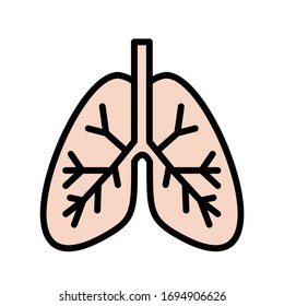 lungs internal organ lineal color vector icon isolated on white. lungs flat icon for web, mobile and user interface design. medical healthcare business concept