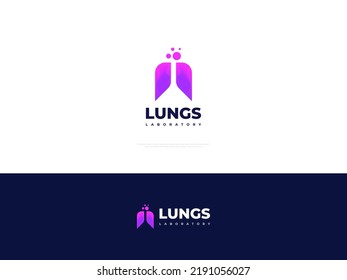 Lungs and Lab Bottle Logo with Negative Space Style. Beaker Logo or Icon for Hospital, Clinic or Pharmacy Logo Identity