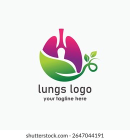 lungs and leaf logo design concept, nature element logo design, vector illustration, health are clinic icon