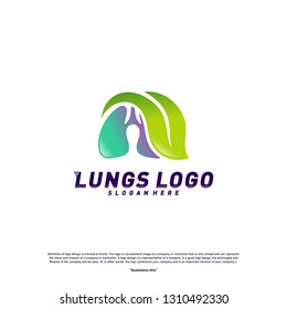 Lungs Leaf logo design concept.Green Lungs logo template vector.