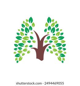 Lungs Leaf logo design template combination. Respiratory Vector illustration.