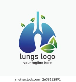 Lungs Leaf logo design template combination, Eco Lungs icon logo vector