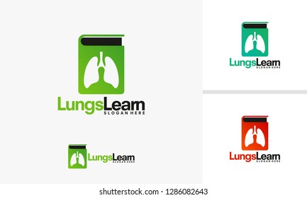 Lungs Learn logo template, Lungs Book logo designs vector