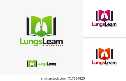 Lungs Learn logo template, Lungs Book logo designs vector