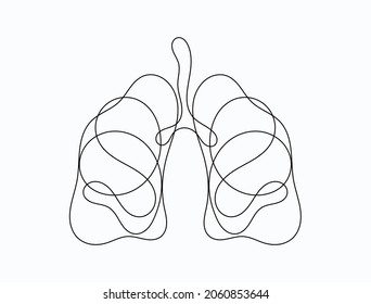 Lungs Line Art, medical breath organ bronchus sketch vector illustration. Great for mobile app, web design, banner etc.