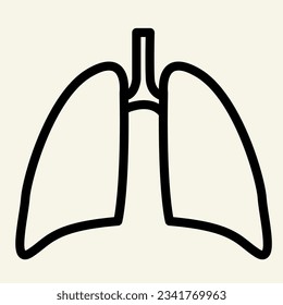 Lungs line icon. Human internal organ outline style pictogram on white background. Respiratory lung health mobile concept web design. Vector graphics.