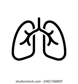 Icono de línea de pulmones aislado sobre fondo blanco.