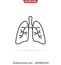 Lungs line icon. Isolated vector illustration.