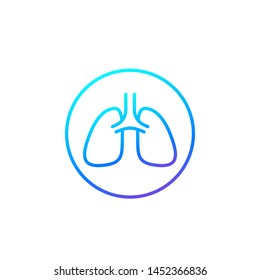 Lungs line icon on white