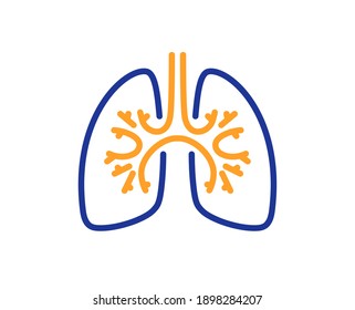 Lungs line icon. Pneumonia disease sign. Respiratory distress symbol. Quality design element. Line style lungs icon. Editable stroke. Vector