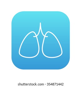 Lungs line icon for web, mobile and infographics. Vector white icon on the blue gradient square with rounded corners isolated on white background.