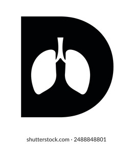 Logotipo de los pulmones combinado con la letra D Plantilla de Vector