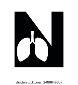 Lungs Logo combine with letter N vector template