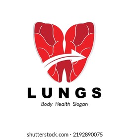 Lungs Logo Design, Body Organ Health Care Vector Illustration
