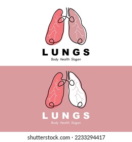 Lungs Logo Design, Body Organ Health Care Vector Illustration