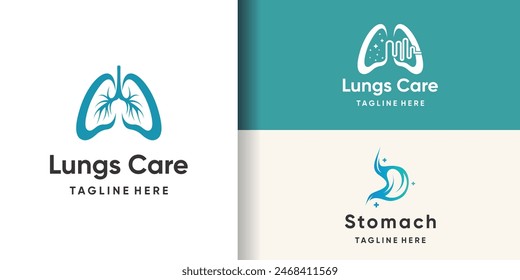 Lungen Logo Design Set Paket Einzigartige Premium Vektorgrafik