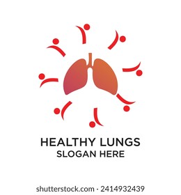 Lungs logo design simple concept Premium Vector