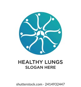 Lungs logo design simple concept Premium Vector