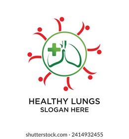 Lungs-Logo-Design einfach Konzept Premium Vektor