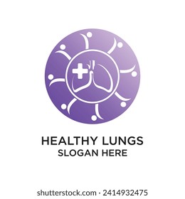 Lungs logo design simple concept Premium Vector