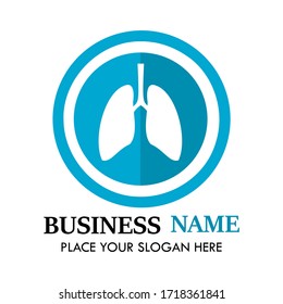 Lungs logo design template illsutration. there are lungs and shield. this is good for medical, education, factory, laboratury, industrial etc