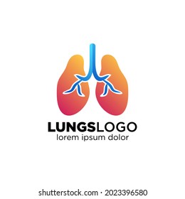 Lungs Logo Design Vector, Respiratory system icon. Gradation color style. Creative Symbol. design inspiration
