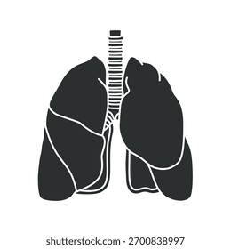 Diseño plano del logotipo de los pulmones, icono de los pulmones, Ilustración vectorial simple del órgano dibujado a mano, elemento plano del diseño. Ilustración para diseño, logotipo, símbolo, icono y emblema.
