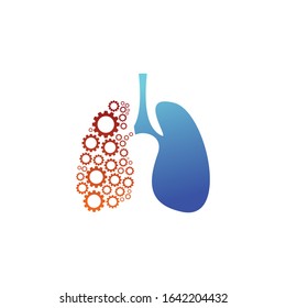 Lungs logo , lungs gear logo designs vector, Lungs With Gear designs template.