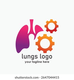 Lungs logo , lungs gear logo designs vector, Lungs With Gear design