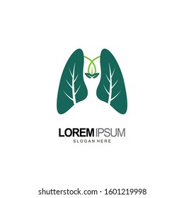 lungs logo, with leaf and health