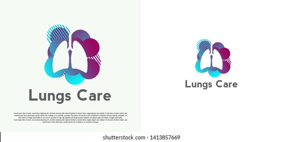 lungs logo with line art design. lung sign or symbol. health of human organs. healthy care and medical icon / emblem. lungs vector. lungs logo. lungs icons. background. vector illustration element