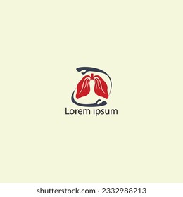 lungs logo vector illustration with the concept of lungs and hands up below protect
