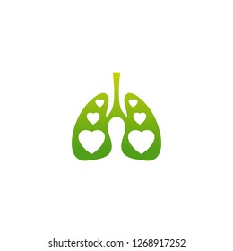 Lungs Love Hearth logo vector concept, Health lungs logo designs template, template - Vector